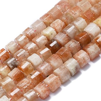 Natural Sunstone Beads Strands, with Seed Beads, Column, 10.5x6~7mm, Hole: 1mm, about 42pcs/strand, 16.14''(41cm)
