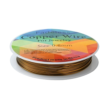 Copper Jewelry Wire, Long-Lasting Plated, Antique Bronze, 20 Gauge, 0.8mm, about 9.84 Feet(3m)/roll