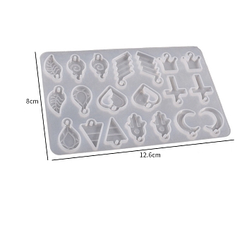 Pendant DIY Silicone Molds, Resin Casting Molds, for UV Resin & Epoxy Resin Craft Making, Leaf/Cross/Hamsa Hand, 126x80x4mm