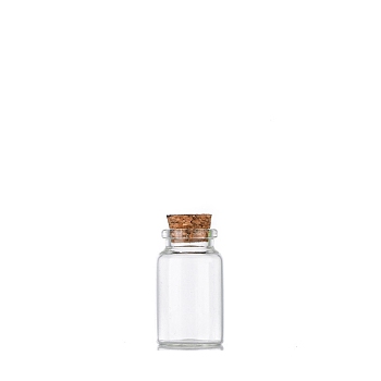 Glass Empty Wishing Bottle, with Cork Stopper, Column, Clear, 3x5cm, Capacity: 20ml(0.68fl. oz)