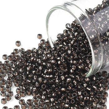 TOHO Round Seed Beads, Japanese Seed Beads, (750) Copper Lined Black Diamond, 11/0, 2.2mm, Hole: 0.8mm, about 5555pcs/50g