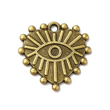 Tibetan Style Alloy Pendant Rhinestone Settings, Heart with Eyes, Antique Bronze, Fit For 2mm Rhinestone, 19x20x1.5mm, Hole: 1.5mm, about 476pcs/1000g