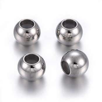 201 Stainless Steel Beads, with Rubber Inside, Slider Beads, Stopper Beads, Rondelle, Stainless Steel Color, 8x6mm, Hole: 1.2mm