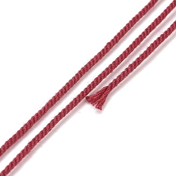 Cotton Cord, Braided Rope, with Paper Reel, for Wall Hanging, Crafts, Gift Wrapping, Cerise, 1.2mm, about 27.34 Yards(25m)/Roll