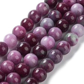 Dyed Natural Malaysia Jade Beads Strands, Round, Purple, 10mm, Hole: 1.2mm, about 18~19pcs/strand, 7.09~7.48 inch(18~19cm)