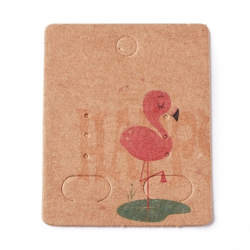 Paper Jewelry Display Cards, for Hanging Earring Display, Rectangle with Flamingo Shape, BurlyWood, 50x40x0.3mm, Hole: 5.3mm