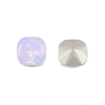 K9 Glass Rhinestone Cabochons, Pointed Back & Back Plated, Faceted, Square, Violet, 8x8x4.5mm