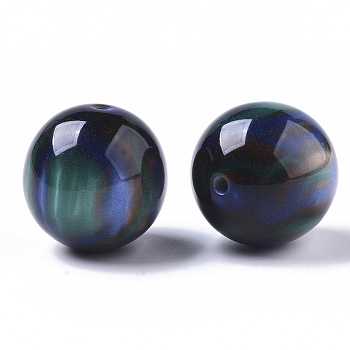 Resin Beads, Imitation Gemstone, Round, Dark Cyan, 20mm, Hole: 2mm
