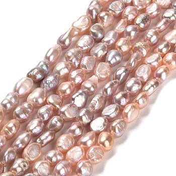 Natural Cultured Freshwater Pearl Beads Strands, Two Sides Polished, Grade 3A, Light Salmon, 6.5~7x4~4.5x4~4.5mm, Hole: 0.5mm, about 57~62pcs/strand, 14.17~14.37 inch(36~36.5cm)