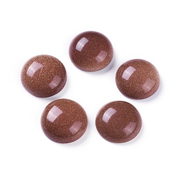 Synthetic Goldstone Cabochons, Dyed, Half Round, 14~14.5x5~5.5mm