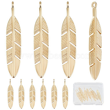 Real 18K Gold Plated Feather Brass Pendants