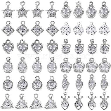 Platinum Clear Mixed Shapes Alloy+Cubic Zirconia Charms