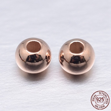 Real Rose Gold Plated Round Sterling Silver Spacer Beads
