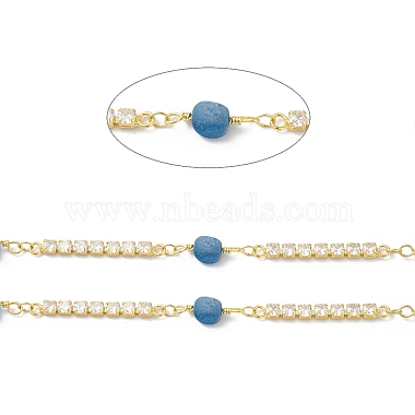 Chaînes à maillons en laiton et zircone cubique avec perles de lapis-lazuli naturelles(CHS-P016-37G-02)-2