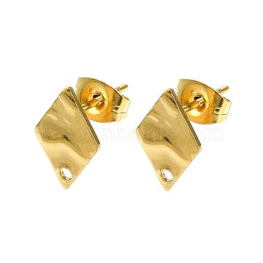 Real 18K Gold Plated Rhombus 304 Stainless Steel Stud Earring Findings