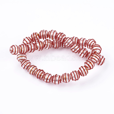13mm OrangeRed Round Silver Foil Beads