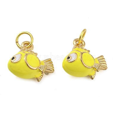 Real 18K Gold Plated Yellow Fish Brass+Enamel Charms