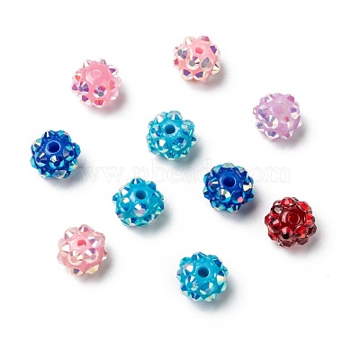 10mm Mixed Color Round Resin + Rhinestone Beads