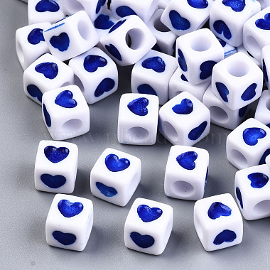 Blue Cube Acrylic European Beads