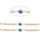 Chaînes à maillons en laiton et zircone cubique avec perles de lapis-lazuli naturelles(CHS-P016-37G-02)-2