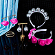 Bling Glass Disco Ball & Plastic Cap 2 Pairs Dangle Earrings & 2Pcs Hair Band(SJEW-AN0001-07)-7