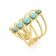 Synthetic Turquoise Beaded Open Cuff Ring(RJEW-G293-01A)-1