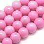 Synthetic Ocean White Jade Beads Strands, Dyed, Round, Pearl Pink, 4~4.5mm, Hole: 1mm, about 96pcs/strand, 16.3 inch