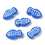 Handmade Polymer Clay Beads, Fish, Royal Blue, 13.5~15x25.5~26.5x7~8mm, Hole: 2mm(PY-CBABDB7-01)
