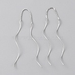 Brass Twist Wave Dangle Earrings for Women, Platinum, 128x5mm, Pin: 0.8mm(EJEW-WH0017-55P)