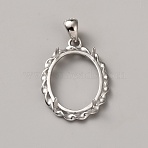 925 Sterling Silver Pendant Cabochon Settings, Oval Charms, Open Back Settings, Platinum, Tray: 14.5x10.5mm, 21.5x15x4mm, Hole: 4x2.5mm(STER-WH0065-020P)