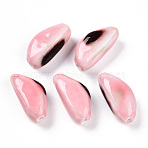 Handmade Porcelain Beads, Fancy Antique Glazed Porcelain, Garlic Clove, Pink, 31~33x15~16.5x12~13.5mm, Hole: 2.5~3mm(PORC-N008-08B)