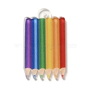 Translucent Acrylic Pendants, Pencil Charms, Colorful, 34x19x2mm, Hole: 1.8mm(MACR-K349-04)