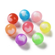 Two Tone Opaque Acrylic Beads, Round, Mixed Color, 12mm, Hole: 2mm, about 333pcs/500g(SACR-I005-02B)