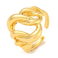 Brass Open Cuff Rings, Oval, Golden, US Size 6(16.5mm)(RJEW-B052-12G)