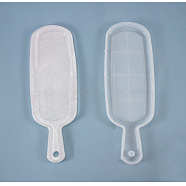 Rectangle Handle Dinner Plate Silicone Molds, Resin Casting Tray Molds, For UV Resin, Epoxy Craft Resin Making, White, 340x119x17mm, Hole: 12mm, Inner Diameter: 320x108mm(DIY-L021-58)