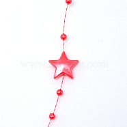 Handmade ABS Plastic Beaded Chains, Star & Round, Red,13.5x14x3x4mm(X-CHC-CJC0001-08C)