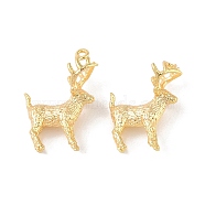 Brass Pendants, Deer, Real 18K Gold Plated, 20x15x7mm, Hole: 1.2mm(KK-Q816-33G)