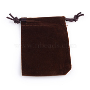 Rectangle Velvet Pouches, Gift Bags, Coconut Brown, 7x5cm(TP-R022-5x7-07)