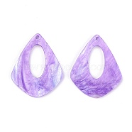 Acrylic Pendants, for DIY Earring Accessories, with Glitter Powder, Teardrop, Medium Purple, 38x31x2mm, Hole: 1.6mm(KY-I008-11B)