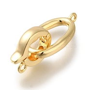 Brass Fold Over Clasp, Oval, Real 18K Gold Plated, 32mm(KK-H480-15G)