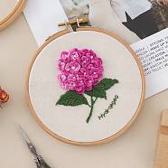 DIY Embroidered Making Kit, Including Linen Cloth, Cotton Thread, Water Erasable Pen Refills, Iron Needle, Flower Pattern, 25x25x0.01cm(DIY-F088-04)