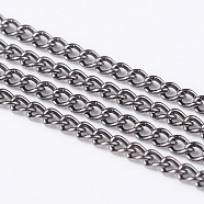 Iron Twisted Chains, Unwelded, Gunmetal Color, with Spool, Size: Chains: about 3.7mm long, 2.5mm wide, 0.7mm thick, about 328.08 Feet(100m)/roll(CH-TM0.5-B)