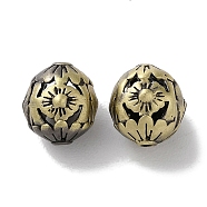 Tibetan Style Brass Beads, Cadmium Free & Lead Free, Round with Sun, Antique Bronze, 10.5x9.5x10mm, Hole: 1.2mm(KK-M284-49AB)