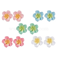 Resin Stud Earrings for Women, Flower, Mixed Color, 17x22mm(EJEW-JE05663)