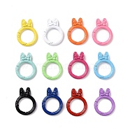 Spray Painted Alloy Spring Gate Rings, Rabbit Ear with Ring, Mixed Color, 37x28x7mm, inner diameter: 19mm.(PALLOY-K257-03)