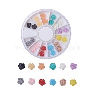 Nail Art Decoration Accessories, Resin Cabochons, Flower, Mixed Color, 6x3mm, 24pcs/box(MRMJ-X0029-04)