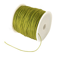Braided Nylon Thread, Chinese Knotting Cord Beading Cord for Beading Jewelry Making, Olive, 0.8mm, about 100yards/roll(NWIR-R006-0.8mm-214)