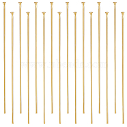 304 Stainless Steel Flat Head Pins, for Jewelry Making, Real 16K Gold Plated, 50x0.7mm, 21 Gauge, Head: 1.5mm, about 120pcs/box(STAS-BBC0004-37A)