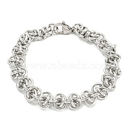 304 Stainless Steel Byzantine Chain Bracelet, Stainless Steel Color, 7-7/8 inch(20cm)(BJEW-C042-05P)