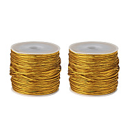 2 Rolls PVC Tubular Synthetic Rubber Cord, with Spools, Gold, 1mm, 25m/Roll(RCOR-YW0001-02B)
